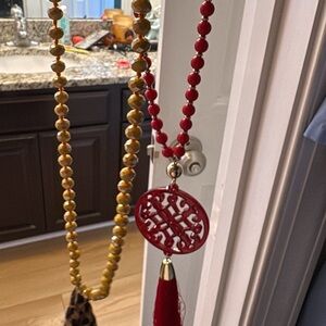 Red and Yellow Beaded Necklace Set